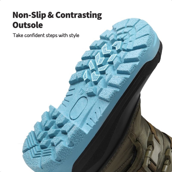 Boys' Hook-And-Loop Non-Slip Snow Boots - ARMY GREEN-LIGHT BLUE - 2